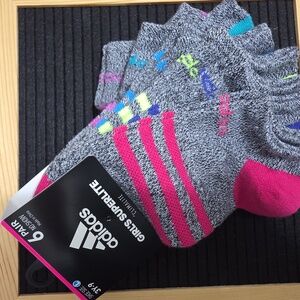 Adidas Girls Superlite Climalite Compression Colorful No Show 6 Pair Set